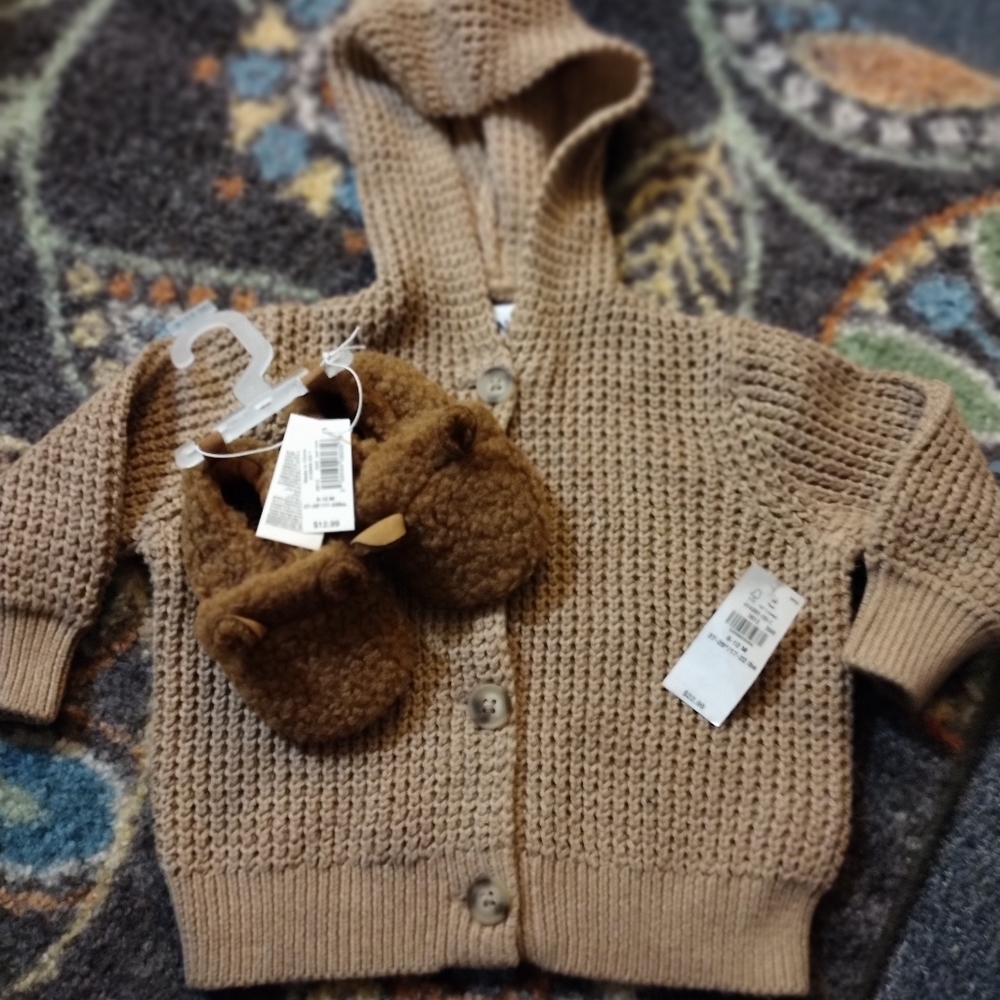 Old Navy sweater and booties for 6 to 12 month old